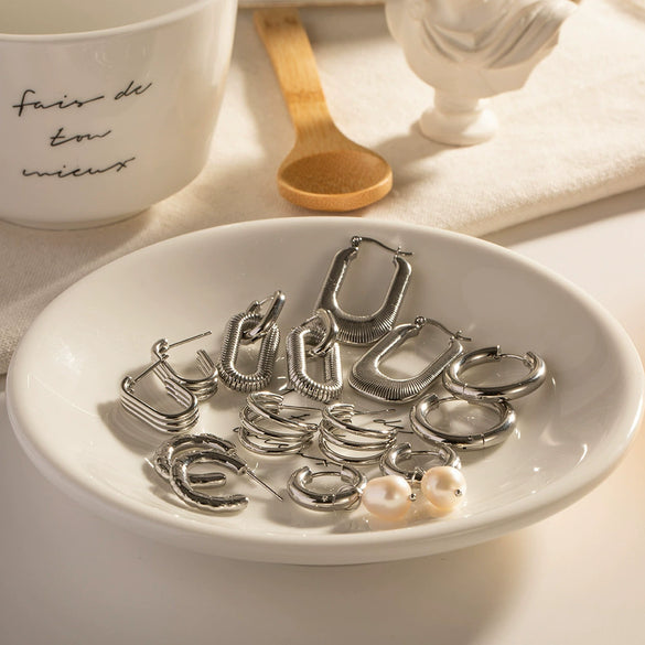 Wholesale Women's Geometric Stainless Steel Electroplated Earrings