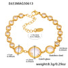 Wholesale Women's Geometric Stainless Steel Electroplated Ferris Wheel Round Faceted Czech Glass Stone 5A Zircon Full Diamond Stitching Bracelet