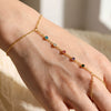Wholesale Women's Geometric Stainless Steel Electroplated Fingerlink Bracelet And Gold Bead Ring Chain Hand Jewelry