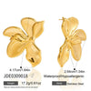 Wholesale Women's Geometric Stainless Steel Electroplated Flower Stud Earrings