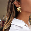 Wholesale Women's Geometric Stainless Steel Electroplated Flower Stud Earrings