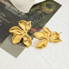Wholesale Women's Geometric Stainless Steel Electroplated Flower Stud Earrings