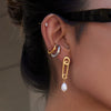 Wholesale Women's Geometric Stainless Steel Electroplated Freshwater Pearl Earrings