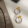 Wholesale Women's Geometric Stainless Steel Electroplated Gold And Silver Color Matching Cross Earrings