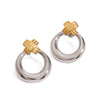 Wholesale Women's Geometric Stainless Steel Electroplated Gold And Silver Color Matching Cross Earrings