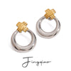 Wholesale Women's Geometric Stainless Steel Electroplated Gold And Silver Color Matching Cross Earrings