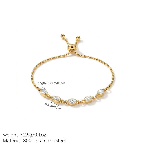 Wholesale Women's Geometric Stainless Steel Electroplated Gold And Silver Twotone Diamondencrusted Adjustable Bracelet Fine Chain Jewelry