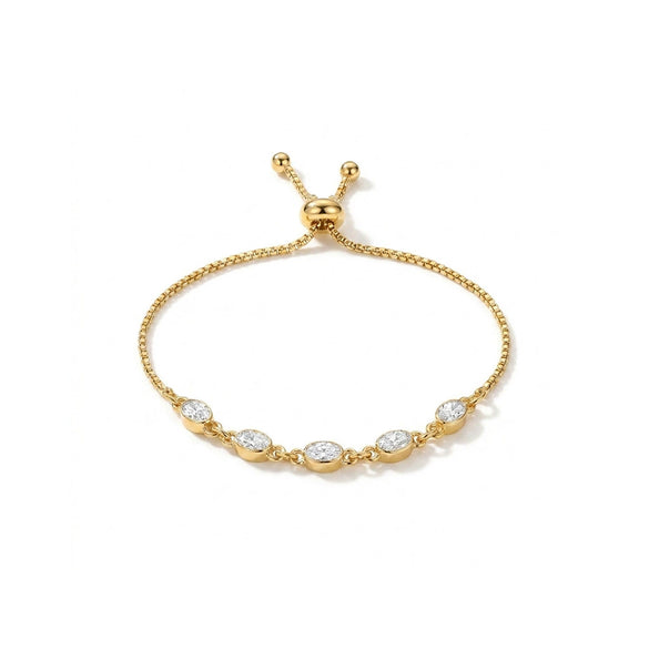Wholesale Women's Geometric Stainless Steel Electroplated Gold And Silver Twotone Diamondencrusted Adjustable Bracelet Fine Chain Jewelry