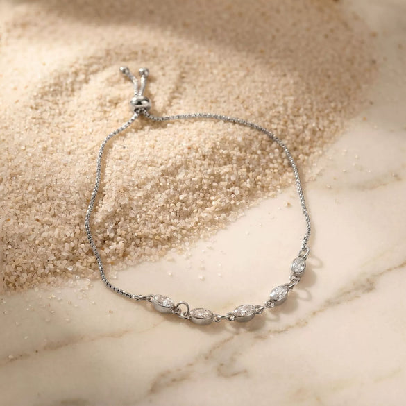 Wholesale Women's Geometric Stainless Steel Electroplated Gold And Silver Twotone Diamondencrusted Adjustable Bracelet Fine Chain Jewelry