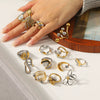 Wholesale Women's Geometric Stainless Steel Electroplated Gold And Silver Twotone Round Ring Accessories