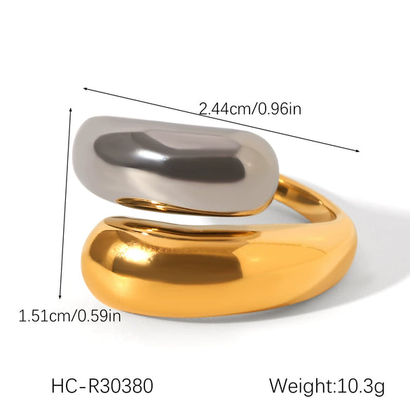 Wholesale Women's Geometric Stainless Steel Electroplated Gold And Silver Twotone Round Ring Accessories