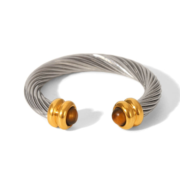 Wholesale Women's Geometric Stainless Steel Electroplated Gold And Silver Twotone Round Ring Accessories