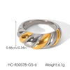 Wholesale Women's Geometric Stainless Steel Electroplated Gold And Silver Twotone Round Ring Accessories