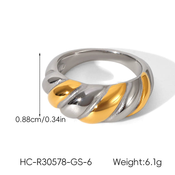 Wholesale Women's Geometric Stainless Steel Electroplated Gold And Silver Twotone Round Ring Accessories