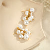 Wholesale Women's Geometric Stainless Steel Electroplated Grape Cluster Pearl Earrings