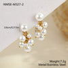 Wholesale Women's Geometric Stainless Steel Electroplated Grape Cluster Pearl Earrings
