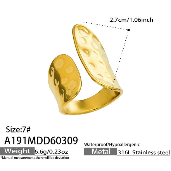 Wholesale Women's Geometric Stainless Steel Electroplated Hammered Index Finger Ring Set