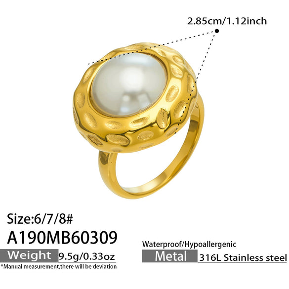 Wholesale Women's Geometric Stainless Steel Electroplated Hammered Index Finger Ring Set