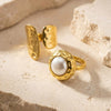 Wholesale Women's Geometric Stainless Steel Electroplated Hammered Index Finger Ring Set