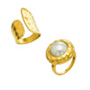 Wholesale Women's Geometric Stainless Steel Electroplated Hammered Index Finger Ring Set