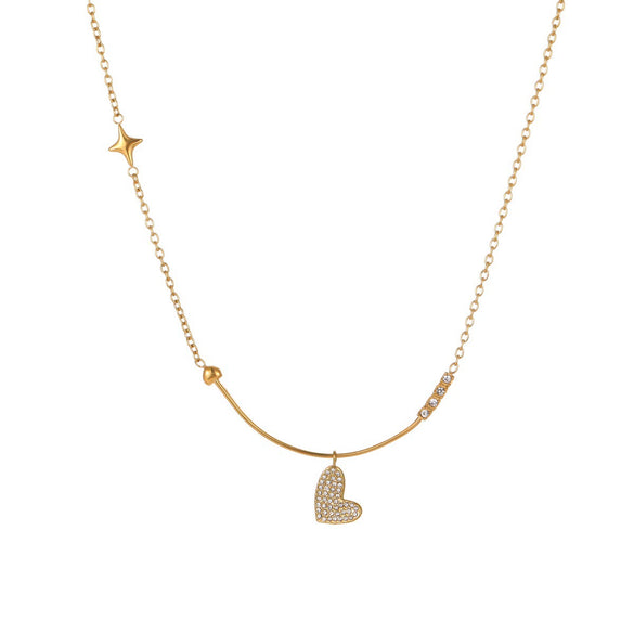 Wholesale Women's Geometric Stainless Steel Electroplated Heart Necklace Jewelry