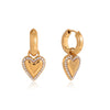Wholesale Women's Geometric Stainless Steel Electroplated Heart Pendant Earrings And Ear Clips Jewelry