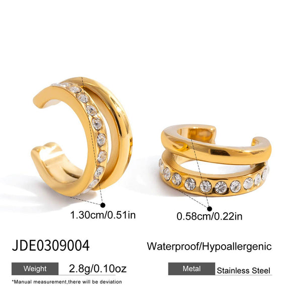 Wholesale Women's Geometric Stainless Steel Electroplated Heart Pendant Earrings And Ear Clips Jewelry
