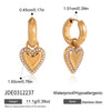 Wholesale Women's Geometric Stainless Steel Electroplated Heart Pendant Earrings And Ear Clips Jewelry