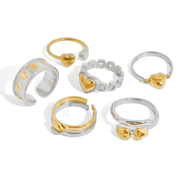 Wholesale Women's Geometric Stainless Steel Electroplated Heart Ring For Couples Accessories