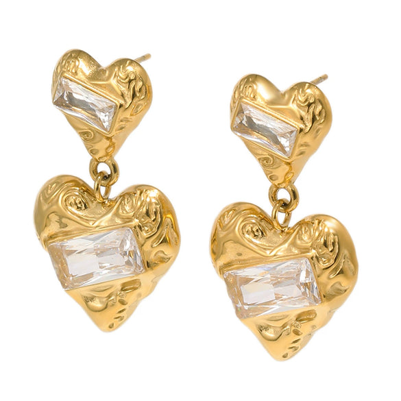 Wholesale Women's Geometric Stainless Steel Electroplated Heartshaped Stud Earrings