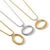 Wholesale Women's Geometric Stainless Steel Electroplated Hollow Oval Pendant Necklace With Twist Chain