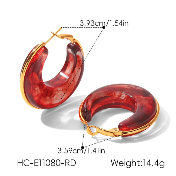 Wholesale Women's Geometric Stainless Steel Electroplated Hoop Earrings French Retro Maillard Style