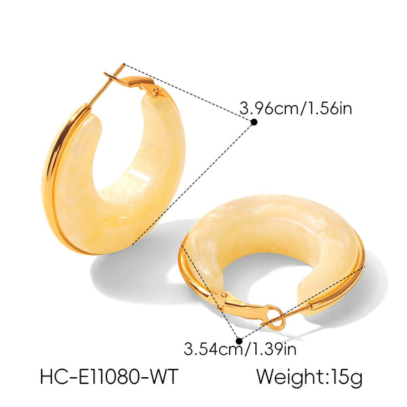 Wholesale Women's Geometric Stainless Steel Electroplated Hoop Earrings French Retro Maillard Style