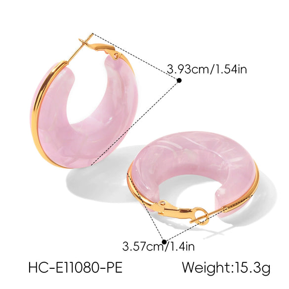 Wholesale Women's Geometric Stainless Steel Electroplated Hoop Earrings French Retro Maillard Style