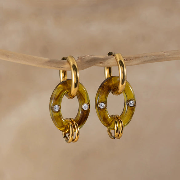 Wholesale Women's Geometric Stainless Steel Electroplated Hoop Earrings