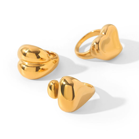 Wholesale Women's Geometric Stainless Steel Electroplated Irregular Heart Ring Jewelry In Ins Style