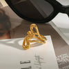 Wholesale Women's Geometric Stainless Steel Electroplated Irregular Lines Love Hollow Ring Jewelry