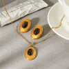 Wholesale Women's Geometric Stainless Steel Electroplated Jewelry Necklaces And Oval Earrings