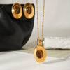 Wholesale Women's Geometric Stainless Steel Electroplated Jewelry Necklaces And Oval Earrings