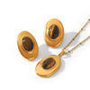 Wholesale Women's Geometric Stainless Steel Electroplated Jewelry Necklaces And Oval Earrings