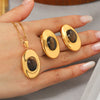 Wholesale Women's Geometric Stainless Steel Electroplated Jewelry Necklaces And Oval Earrings