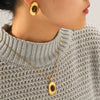 Wholesale Women's Geometric Stainless Steel Electroplated Jewelry Necklaces And Oval Earrings