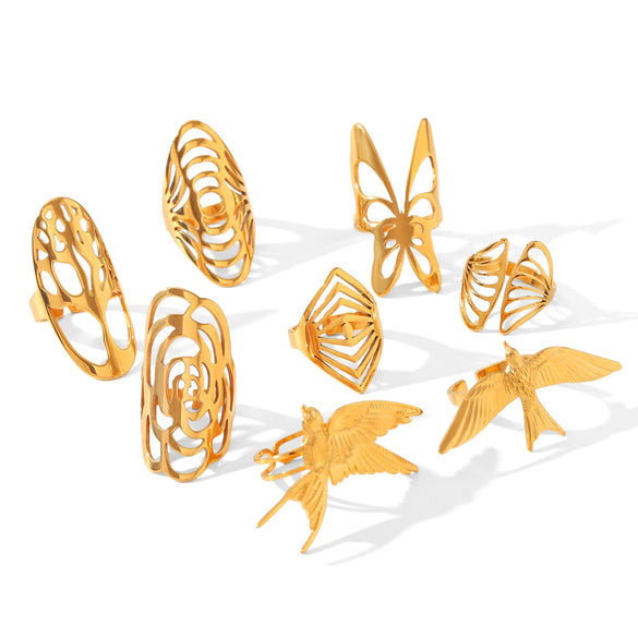 Wholesale Women's Geometric Stainless Steel Electroplated Jewelry Rings Light Luxury Design
