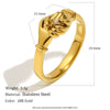 Wholesale Women's Geometric Stainless Steel Electroplated 18K Dot Diamond Handshake Ring Light Luxury Style