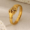 Wholesale Women's Geometric Stainless Steel Electroplated 18K Dot Diamond Handshake Ring Light Luxury Style