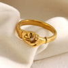 Wholesale Women's Geometric Stainless Steel Electroplated 18K Dot Diamond Handshake Ring Light Luxury Style