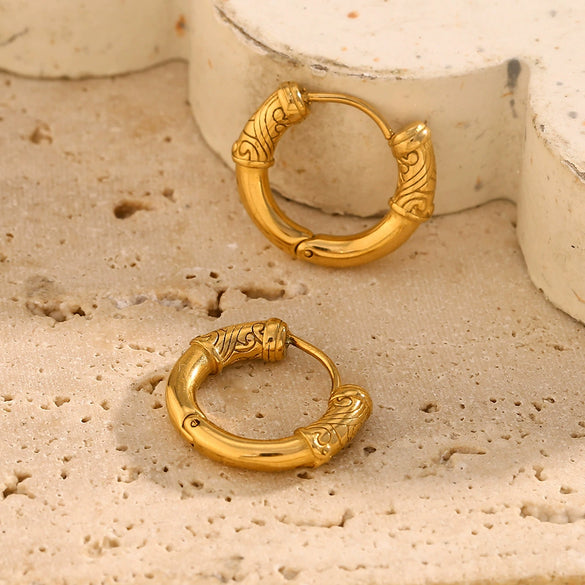 Wholesale Women's Geometric Stainless Steel Electroplated 18K Gold Earrings