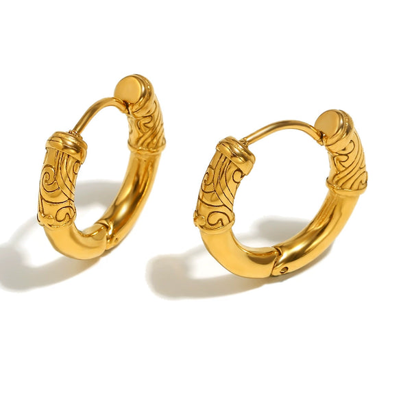 Wholesale Women's Geometric Stainless Steel Electroplated 18K Gold Earrings