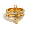 Wholesale Women's Geometric Stainless Steel Electroplated 18K Gold Threelayer Ring Hand Jewelry Light Luxury Style
