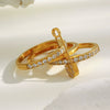 Wholesale Women's Geometric Stainless Steel Electroplated 18K Gold Threelayer Ring Hand Jewelry Light Luxury Style